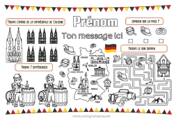 Coloriage à personnaliser Activités enfants Cherche et trouve Labyrinthe Monument Carte des pays Set de table à imprimer Allemagne Jeu des différences