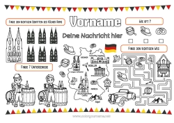 Kostenlose Malvorlage Kinderaktivitäten Finde und entdecke Labyrinth Denkmal Landkarten Tischset zum Ausdrucken Deutschland Finde die Unterschiede