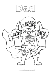 Free colouring Dad Hero Child