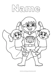 Free coloring Dad Hero Child