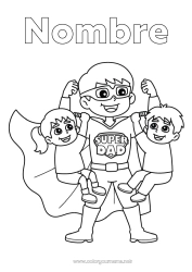 Colorear gratis Papá Héroe Niño