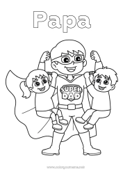 Coloriage enfant Papa Héros Enfant