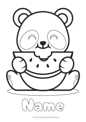 Colouring to customise Cute Animal Panda Fruit Easy Colouring Pages Other Animals Of The World Watermelon