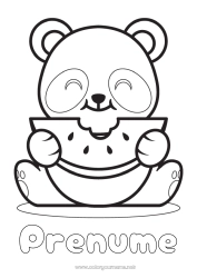 Pagină de colorat personalizată Drăguț Animal Panda Fructe Desene de colorat ușoare Alte animale din lume Pepene verde