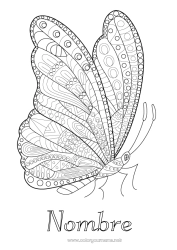 Colorear gratis Mariposa Animales Dibujos complejos para colorear Zentangle Insectos