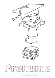 Pagină de colorat personalizată Carte Lectură Elev Beretă de student