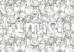 Kolorowanka do personalizacji Kot Zwierzę Nazwisko odznaczone Doodle Złożone kolorowanki Psy i koty Tło dekoracyjne