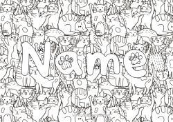 Colouring to customise Cat Animal Decorated Name Doodle Complex Colouring Pages Dogs And Cats Decorative Background
