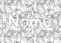 Disegno gratuito Gatto Animale Nome decorato Scarabocchio Colorazioni complesse CanI e gatti Sfondo decorativo