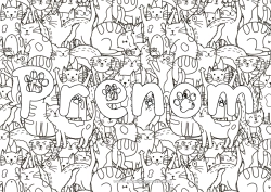 Coloriage à personnaliser Chat Animal Nom décoré Doodle Coloriages complexes Chiens et chats Fond décoratif