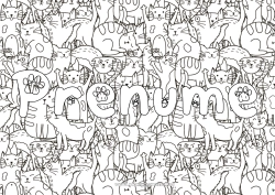 Pagină de colorat personalizată Pisică Animal Nume decorat Doodle Desene de colorat complexe Câini și pisici Fundal decorativ
