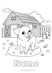 Colouring to customise Pig Animal Farm Farm Animals
