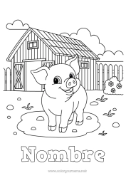 Colorear gratis Cerdo Animales Granja Animales de granja