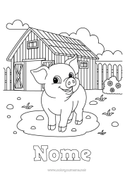 Desenho para personalizar Porco Animal Fazenda Animais de fazenda