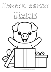 Colouring to customise Gifts Birthday Cute Pig Animal Easy Colouring Pages Happy Birthday Message Farm Animals
