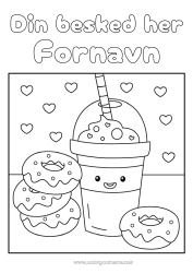 Farvelægningssiden tilpasning Kawaii Donuts Drik Sodavand Bobletea