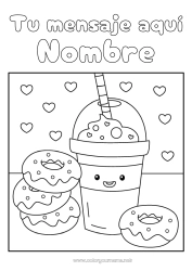 Colorear gratis Kawaii Donuts Bebidas Soda Bubble tea