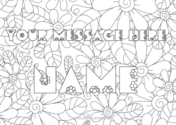 Free colouring Flowers Decorated name Daisy Decorative background