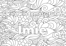 Kolorowanka za darmo Spokojny i zen Nazwisko odznaczone Zentangle Tło dekoracyjne Spirala Fale