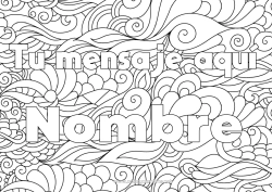 Colorear gratis Calma y zen Nombre decorado Zentangle Fondo decorativo Espiral Olas