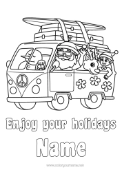 Colouring to customise Father Christmas Reindeer Snowman Christmas Elves Holidays Summer Vehicles Elf Colouring Pages Surfing Forest Animals Van Cars, Vans And Motorhomes Water Sports