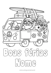 Desenho para personalizar Pai Natal Rena Boneco de neve Elfo de Natal Férias Verão Veículos Páginas para colorir de elfos Surf Animais da floresta Van Voitures, vans et camping-cars Sports nautiques