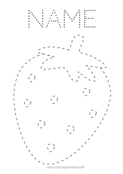 Free colouring Children's activities Fruit Trace and colour. Strawberry