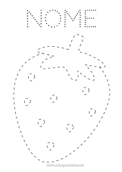 Desenho grátis Atividades para Crianças Frutas Rastreie e Pinte Morango