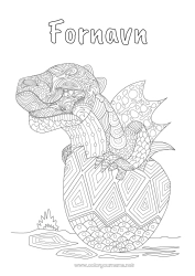 Farvelægningssiden tilpasning Drage Dyr Komplekse farvelægninger Zentangle Drager, enhornede heste og fantastiske dyr Æg