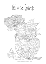 Dibujo libre Dragón Animales Dibujos complejos para colorear Zentangle Dragones, unicornios y animales fantásticos Huevo