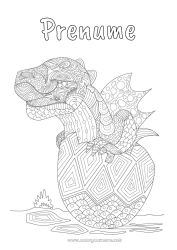 Pagină de colorat personalizată Dragon Animal Desene de colorat complexe Zentangle Dragoni, unicorni și animale fantastice Ouă