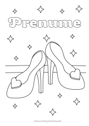 Pagină de colorat personalizată Inimă Prințesă Încălțăminte