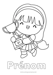 Dessin gratuit Sport Fille Coupe, trophée, médaille Champion Tennis Sports de raquettes Compétitions et récompenses Coupe, trophé