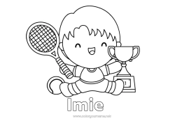 Kolorowanka do personalizacji Sport Puchar, trofeum, medal. Mistrz Tenis Sporty rakietowe Zawody i nagrody Puchar, trofeum