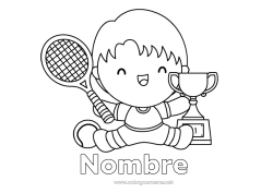 Colorear para personalizar Sport Copa, trofeo, medalla Campeón Tenis Deportes de raqueta Competitions and Rewards Copa, trofeo
