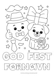 Farvelægningssiden tilpasning Hjerte Gaver Far God fest Hund Dyr Hat Hunde og katte Overskæg