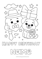 Colouring to customise Heart Gifts Dad Happy Birthday Dog Animal Hat Dogs And Cats Moustache