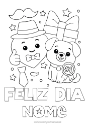 Desenho grátis Coração Presentes Papai Feliz Aniversário Cachorro Animal Chapéu Cães e gatos Bigode