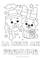 Desen liber de colorat Inimă Cadouri Tată La mulți ani! Câine Animal Pălărie Câini și pisici Mustață