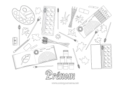 Coloriage à personnaliser Art École Fournitures scolaires Peinture Herbier