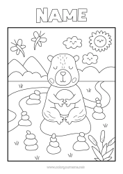 Colouring to customise Calm And Zen Sport Animal Other Animals Of The World Artistic Sports Yoga Capybara