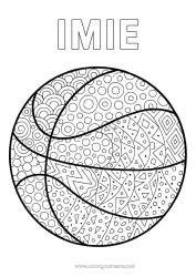 Kolorowanka za darmo Balony Koszykówka Zentangle Sporty drużynowe
