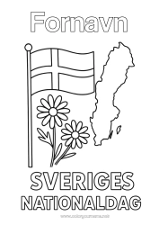 Farvelægningssiden tilpasning Flag Kort over lande Sverige