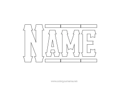Colouring to customise Decorated Name Wild West Sheriff