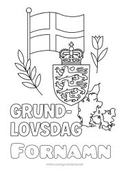 Färgläggningssida att anpassa Flagga Landskarta Danmark Nationaldag