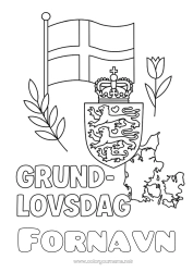 Farvelægningssiden tilpasning Flag Kort over lande Danmark Nationaldag