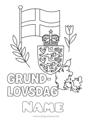 Colouring to customise Flag Map Of Countries Denmark National Holiday