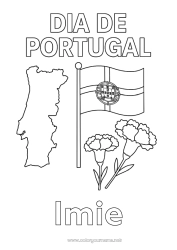 Kolorowanka do personalizacji Flaga Mapa krajów Portugalia Święto narodowe