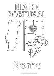 Desenho para personalizar Bandeira Mapa dos países Portugal Festa nacional