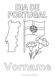 Kostenlose Malvorlage Flagge Landkarten Portugal Nationalfeiertag